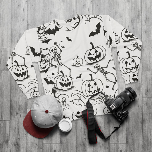 Spooky Skeletons Bats Pumpkins Sweatshirt